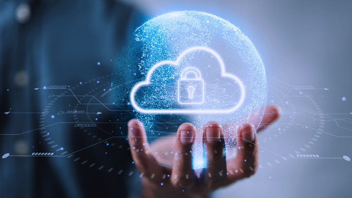 cloud data security protection with encryption and cyber security concept