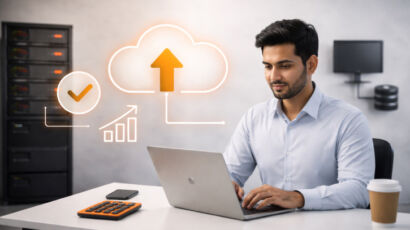 cloud computing concept with servers and internet network for business