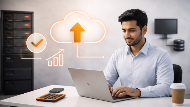 cloud computing concept with servers and internet network for business